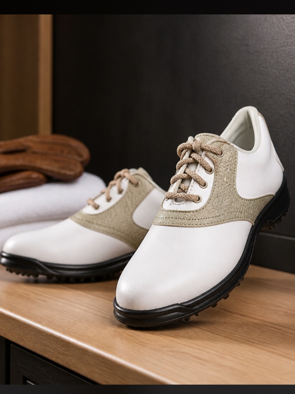 FOOTJOY Golf Shoes Women Saddle Shoes White Tan